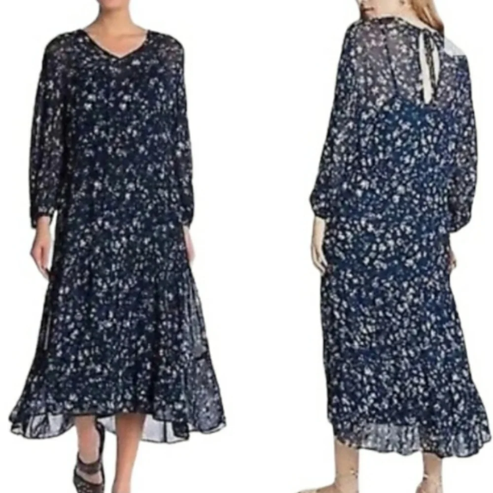 Free People Long Sleeve Floral Midi Dress